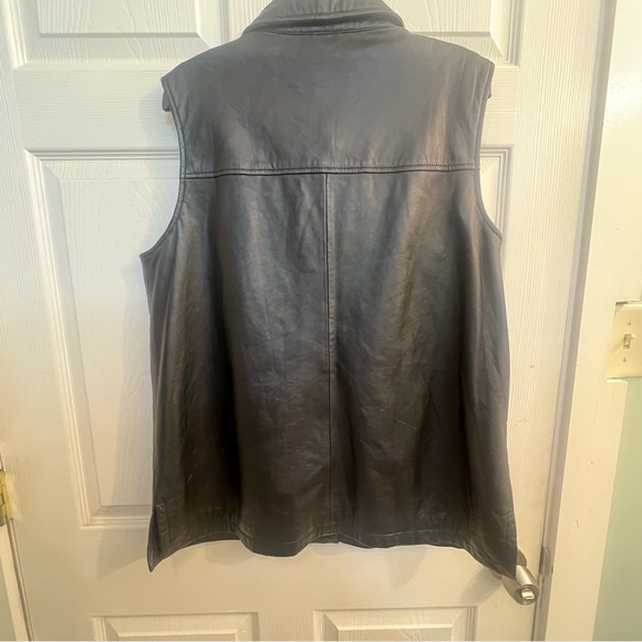 Denim & Co Black Leather Mens Vest Size Large Motorcycle Classic Vest - Picture 4 of 8